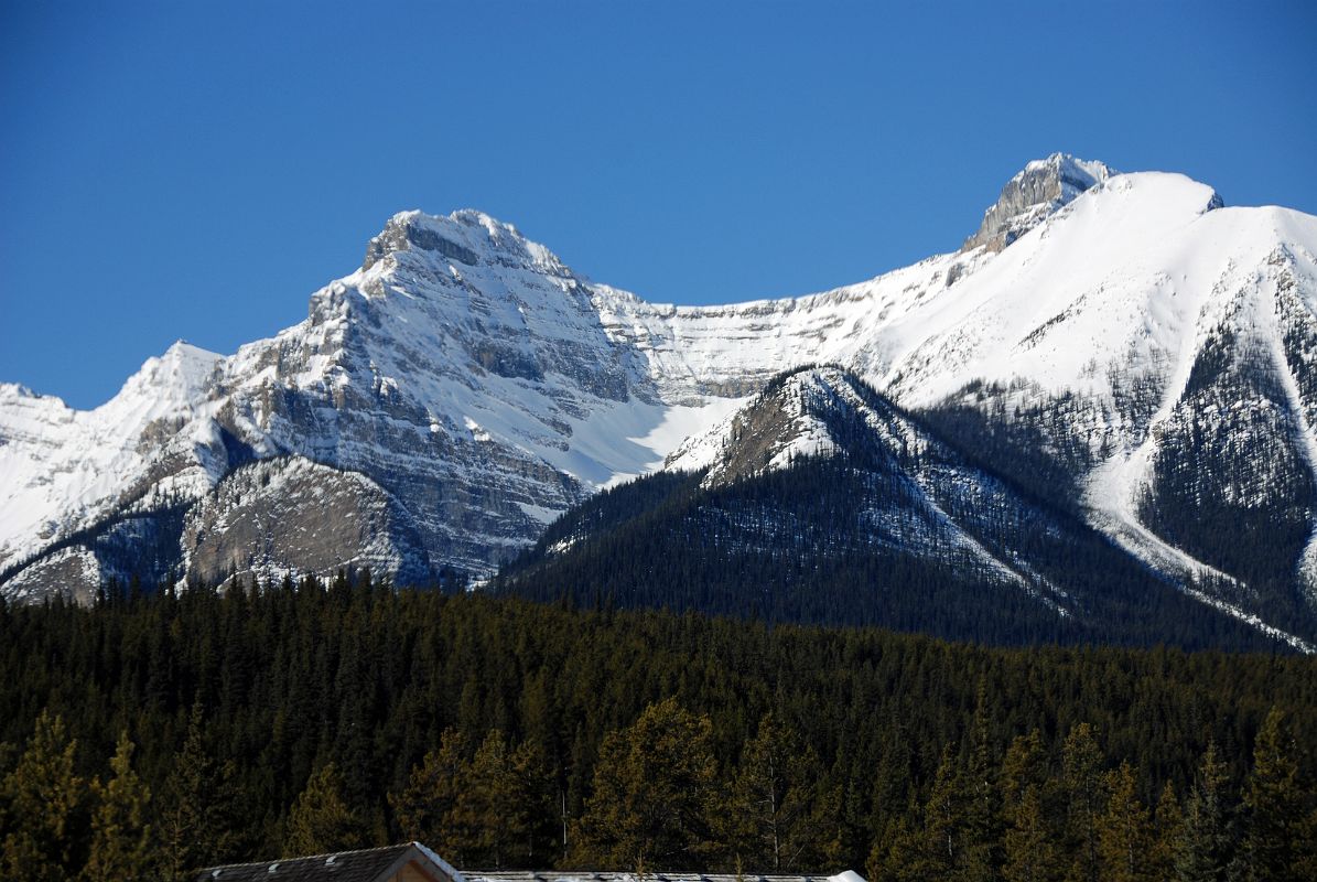 01 Mount Whyte, Mount Niblock, Mount St Piran Just After leaving Lake Louise Driving Towards Icefields Parkway